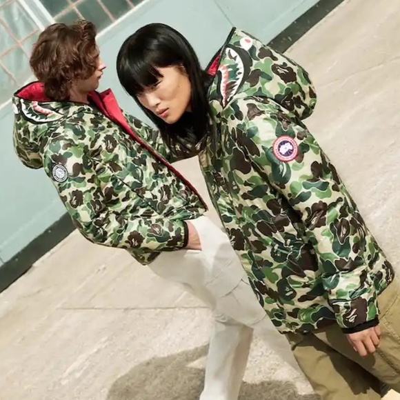 BAPE x CANADA GOOSE x CONCEPTS Crofton Shark Hoodie Red/ABC Camo - Picture 6 of 17